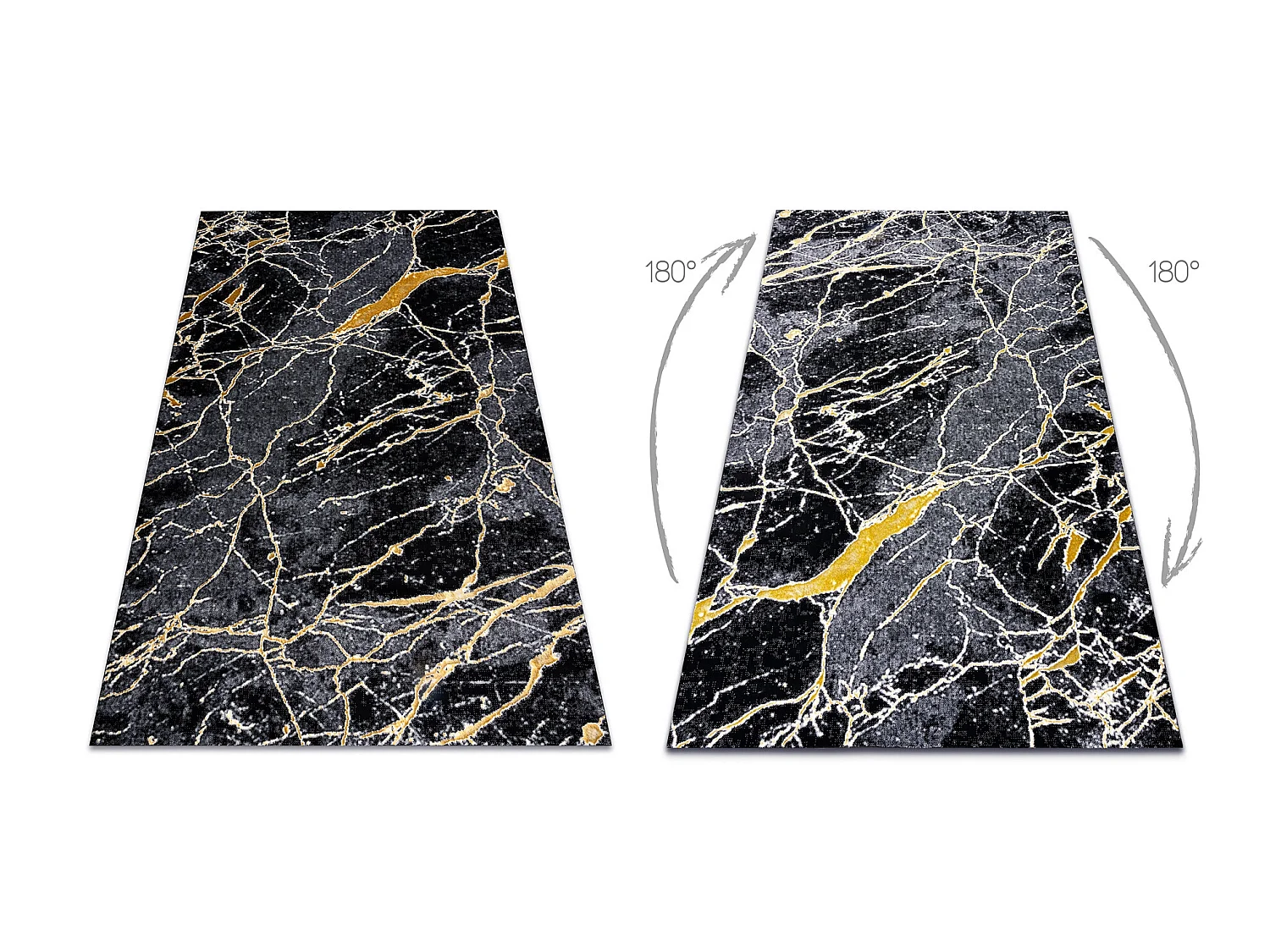 Tapijt GLOSS modern 529A 82 marmeren , steen, stijlvol, glamour zwart  200x290 cm