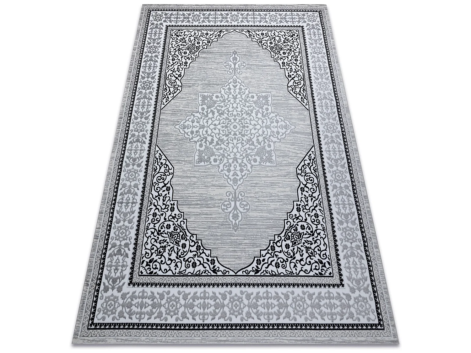 Tapijt GLOSS modern 8490 52 Ornament, stijlvol, kader ivoor / grijskle 140x190 cm