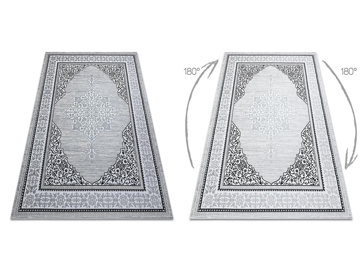 Tapijt GLOSS modern 8490 52 Ornament, stijlvol, kader ivoor / grijskle 140x190 cm