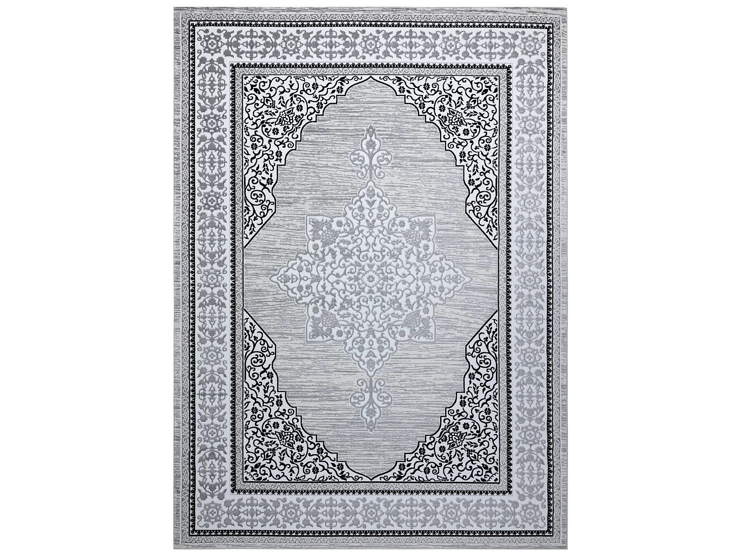 Tapijt GLOSS modern 8490 52 Ornament, stijlvol, kader ivoor / grijskle 140x190 cm