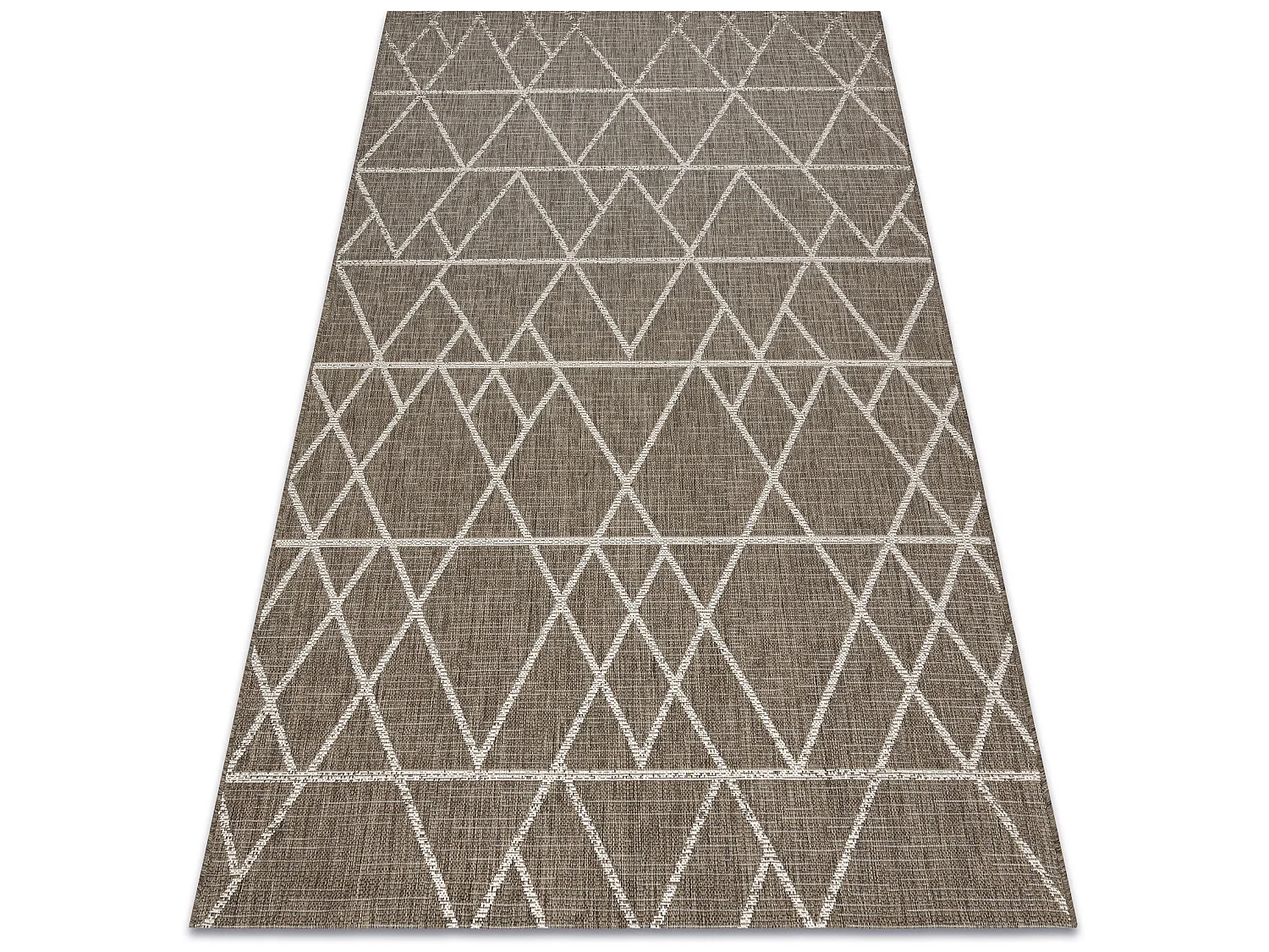 TAPIS EN CORDE SIZAL FLOORLUX 20508 gris foncé / champagne TRIANGLES 140x200 cm