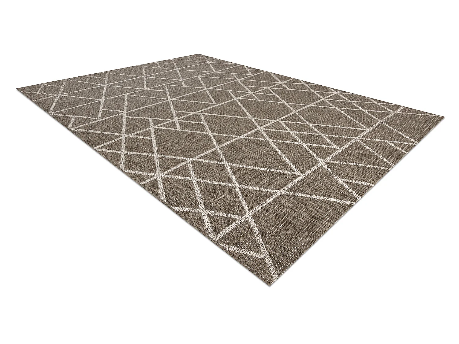 TAPIS EN CORDE SIZAL FLOORLUX 20508 gris foncé / champagne TRIANGLES 140x200 cm