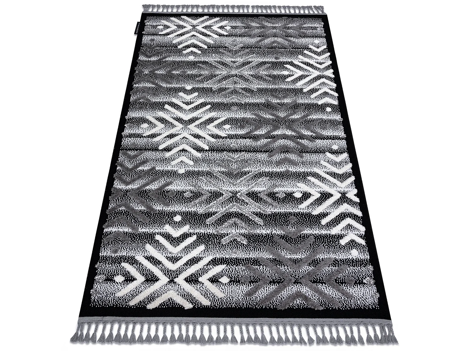 Tapijt MAROC P658 Sneeuwvlokken zwart / grijskleuringrand , Barber , m 140x190 cm