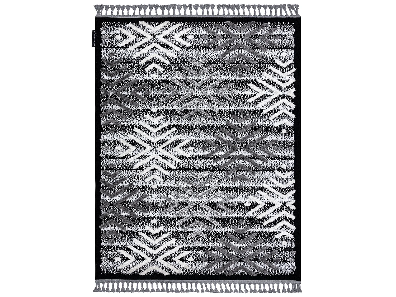 Tapijt MAROC P658 Sneeuwvlokken zwart / grijskleuringrand , Barber , m 140x190 cm