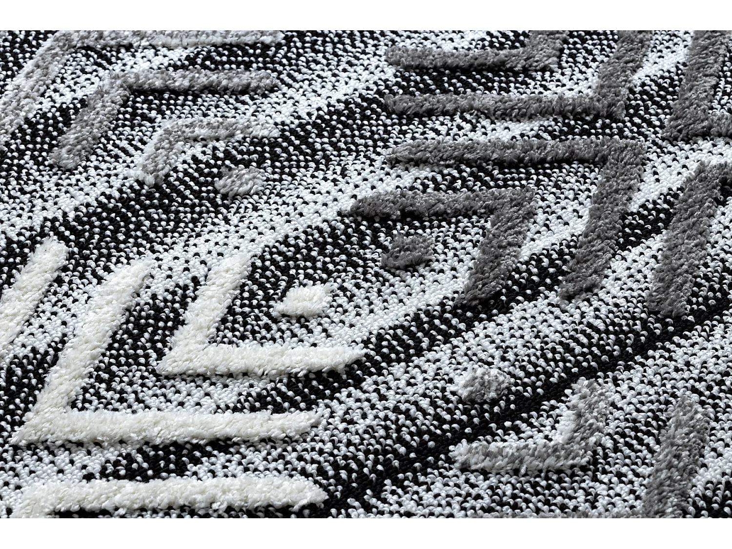 Tapijt MAROC P658 Sneeuwvlokken zwart / grijskleuringrand , Barber , m 140x190 cm