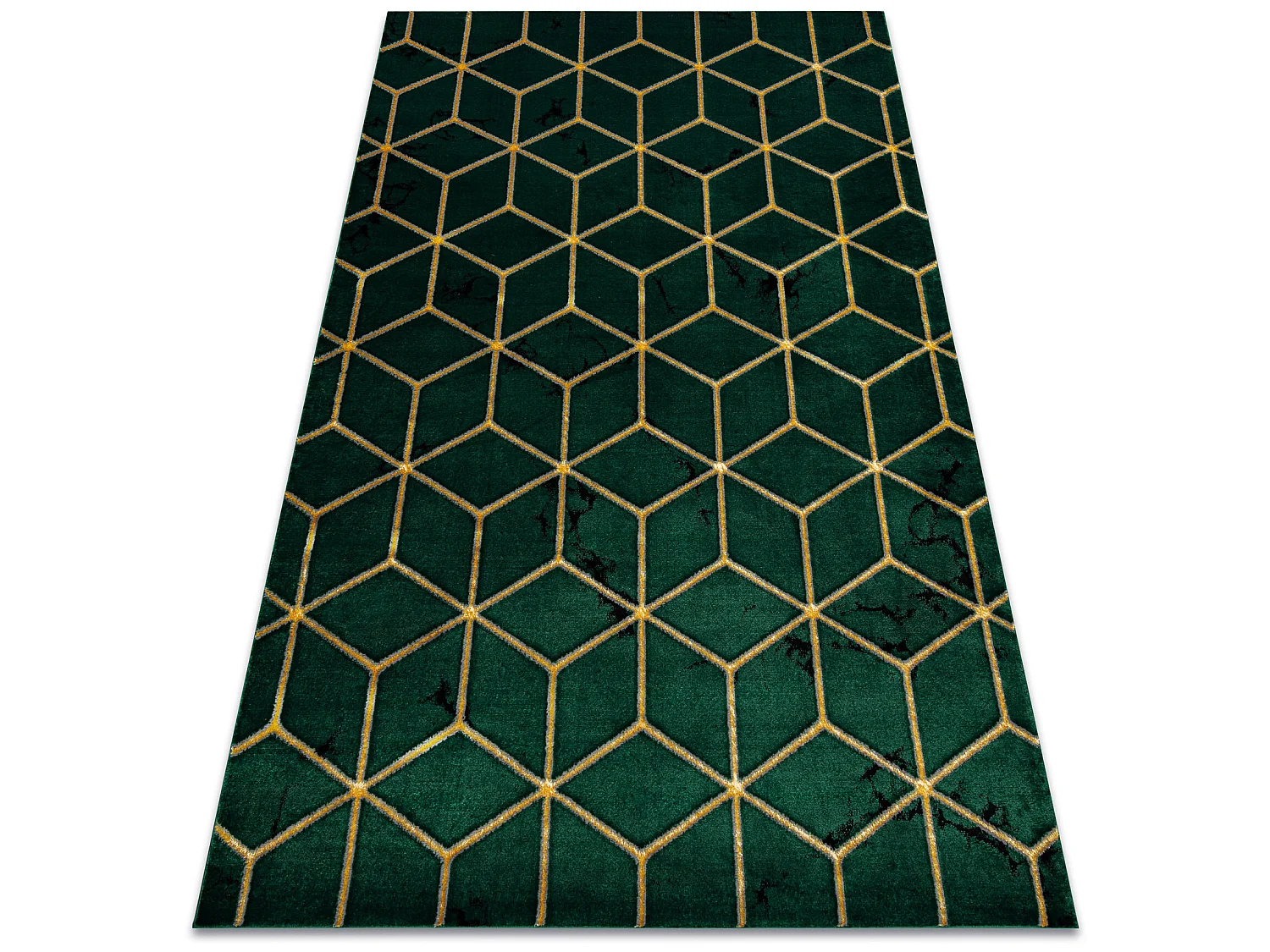 Tapijt EMERALD exclusief 1014 glamour, stijlvol kubus fles groen / gou 120x170 cm
