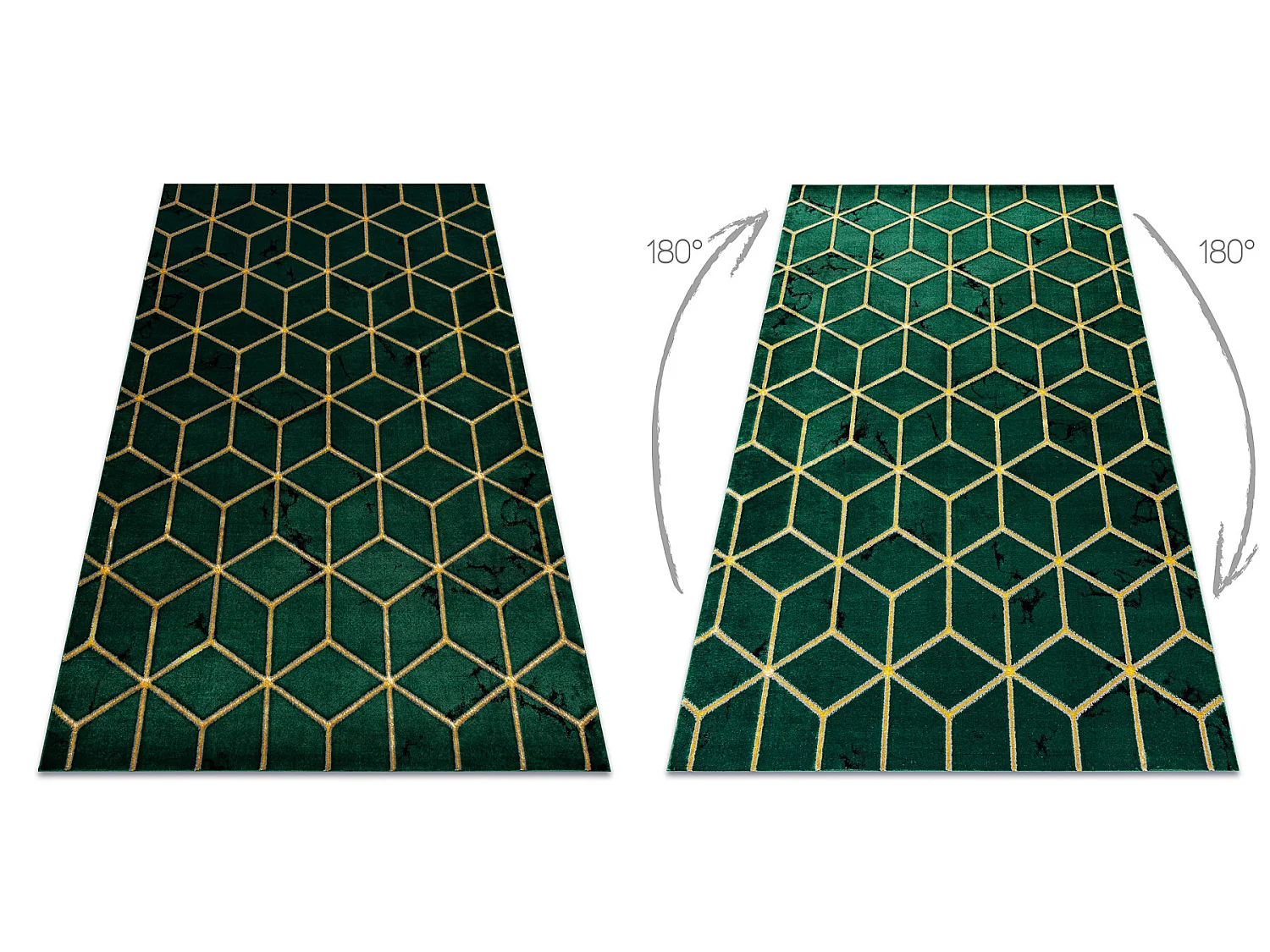 Tapijt EMERALD exclusief 1014 glamour, stijlvol kubus fles groen / gou 120x170 cm