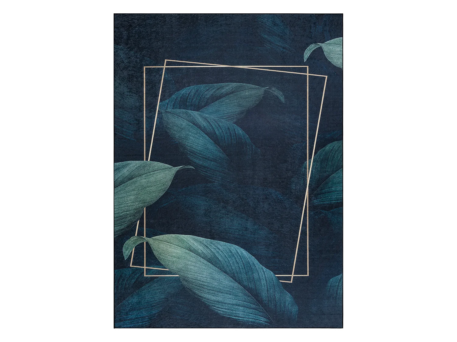 ANDRE 1170 tapijt wasbaar Bladeren, geometrisch antislip - blauw 80x150 cm