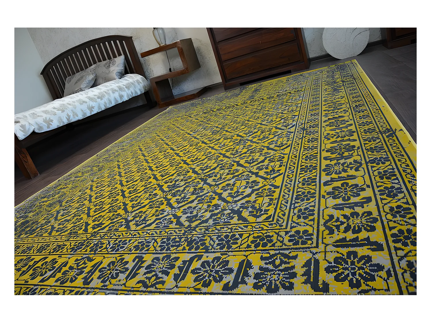 Tapijt Vintage Bloemen , 22209/025 Geel 80x150 cm