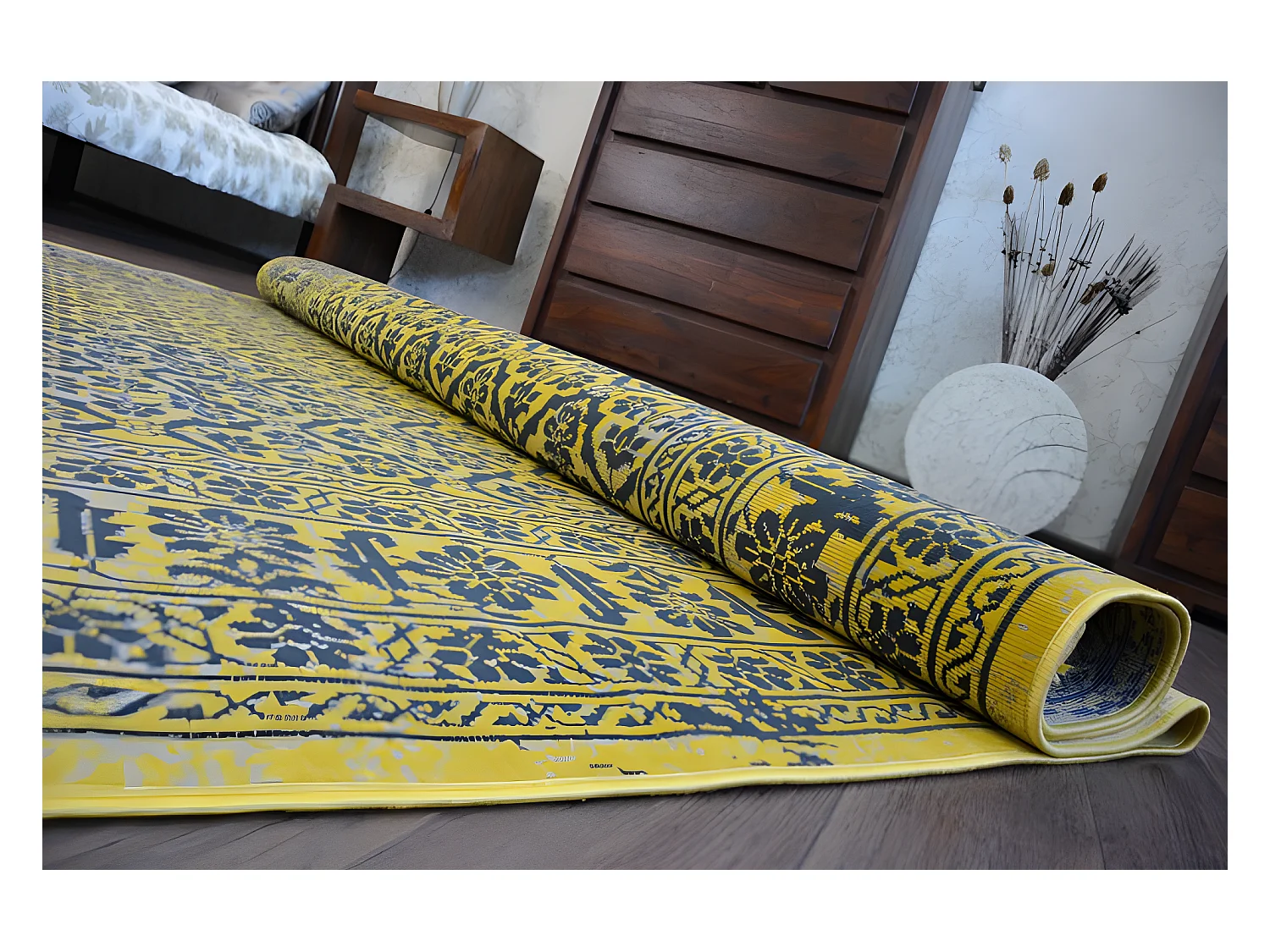 Tapijt Vintage Bloemen , 22209/025 Geel 80x150 cm