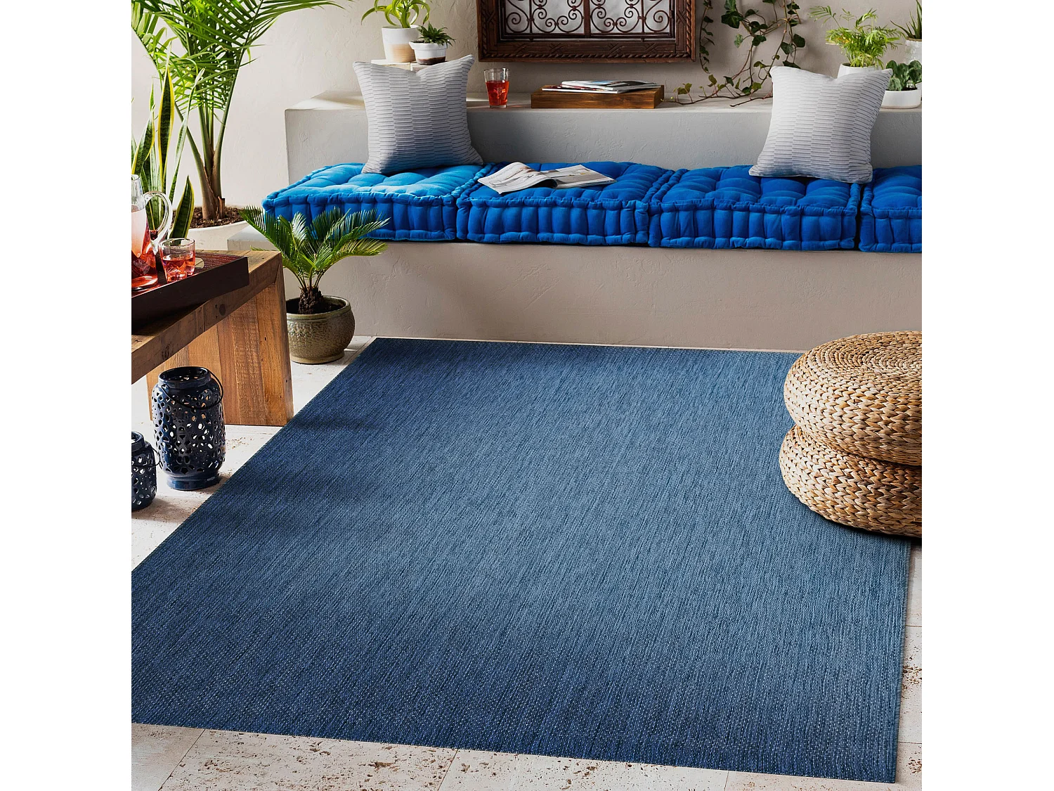 Tapis EN CORDE SIZAL FLAT 48663/330 bleu LISSE 140x200 cm
