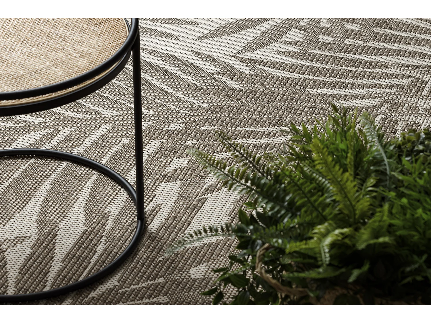 TAPIS EN CORDE SIZAL FLOORLUX 20504 FEUILLES szampański / gris foncé 140x200 cm