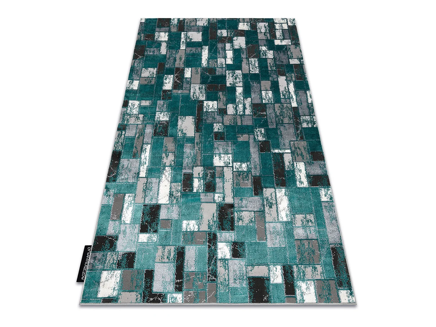 Modern DELUXE tapijt 6768 Geometrisch - structuurgroen / antraciet  200x290 cm