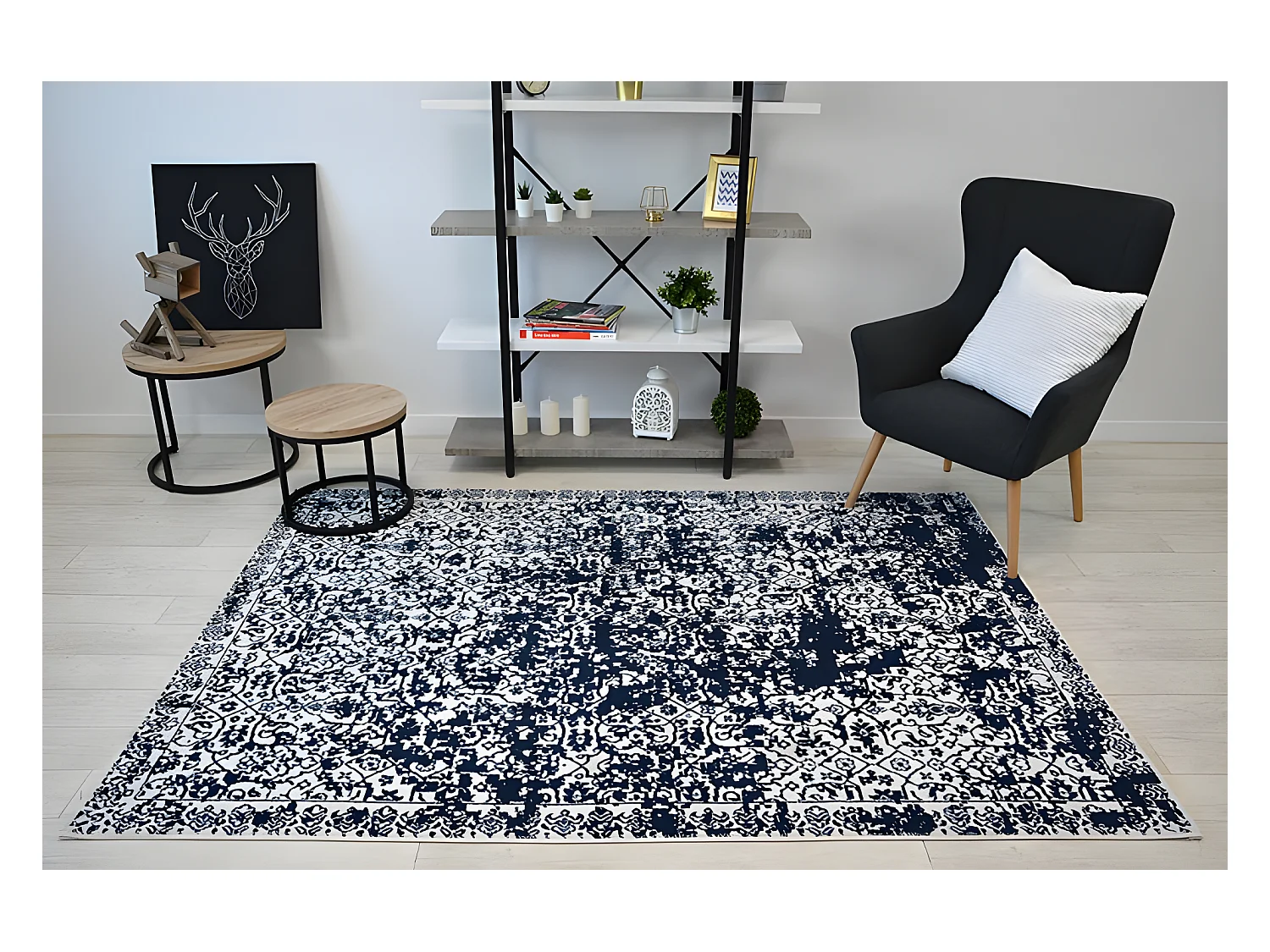 Tapijt SENSE Micro 81260 - Vintage wit/blauw 160x230 cm
