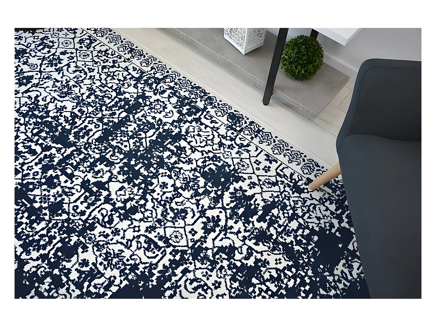 Tapijt SENSE Micro 81260 - Vintage wit/blauw 160x230 cm