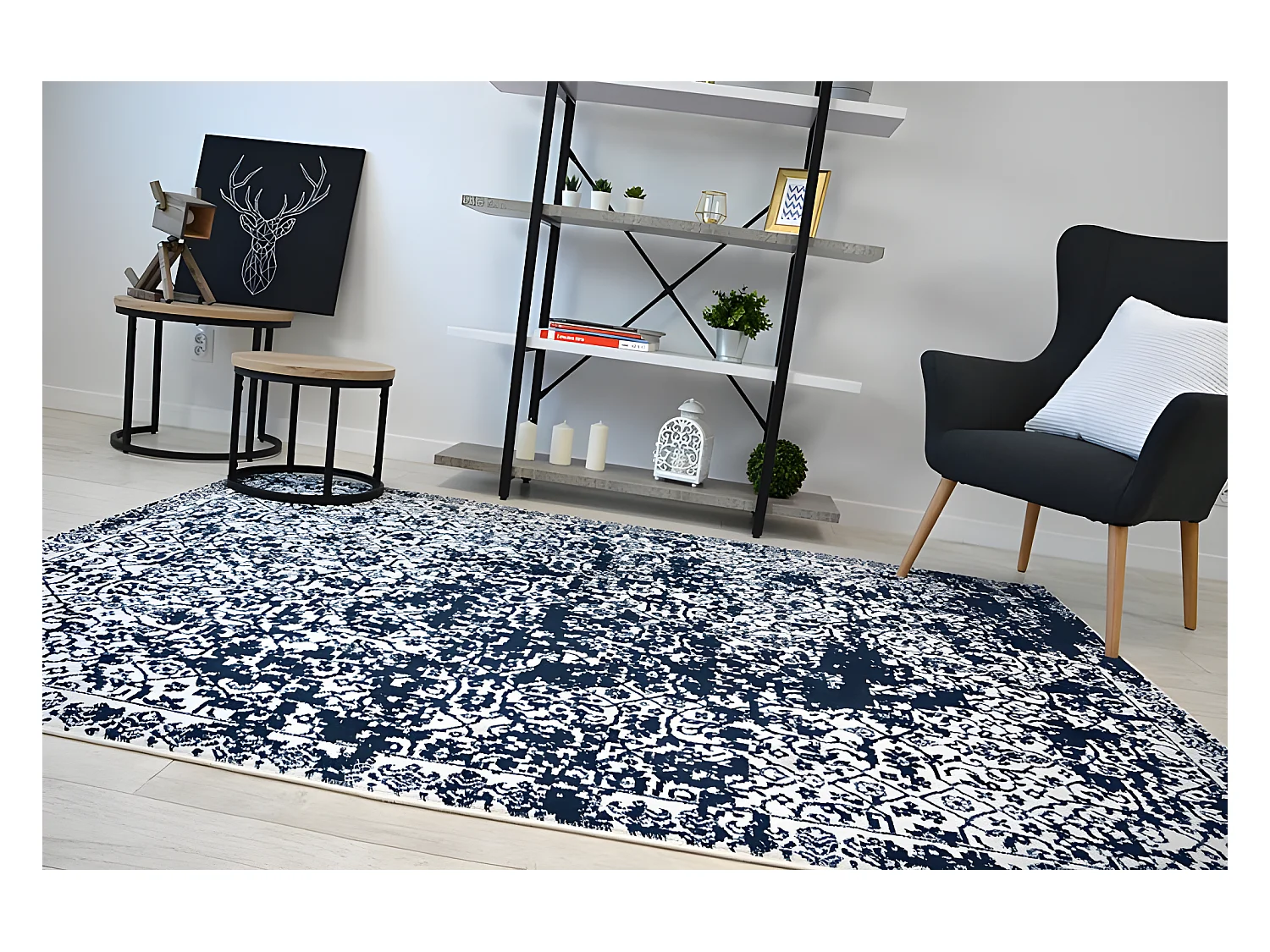 Tapijt SENSE Micro 81260 - Vintage wit/blauw 160x230 cm