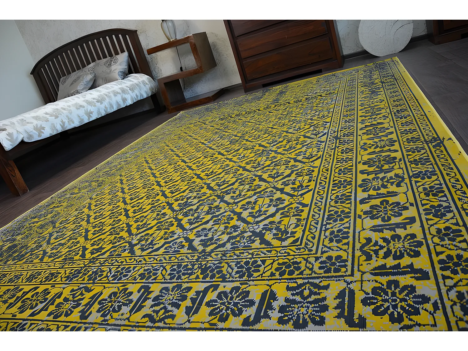 Tapis Vintage Fleurs 22209/025 jaune 140x200 cm