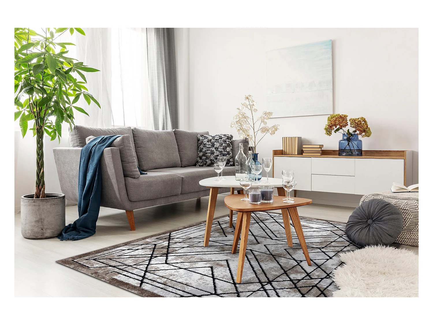 Tapijt modern COZY Lina, geometrisch - Structureel, twee poolhoogte ,  200x290 cm