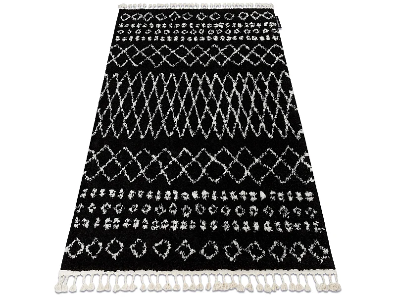 Tapijt BERBER ETHNIC G3802 zwart / witrand , Barber , marokkaanse shag 200x290 cm