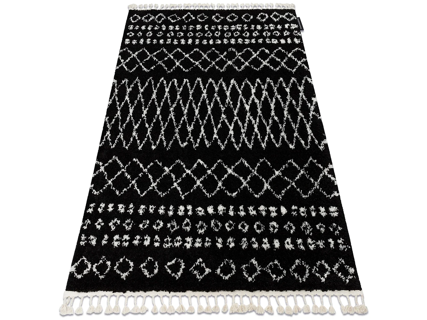 Tapijt BERBER ETHNIC G3802 zwart / witrand , Barber , marokkaanse shag 200x290 cm