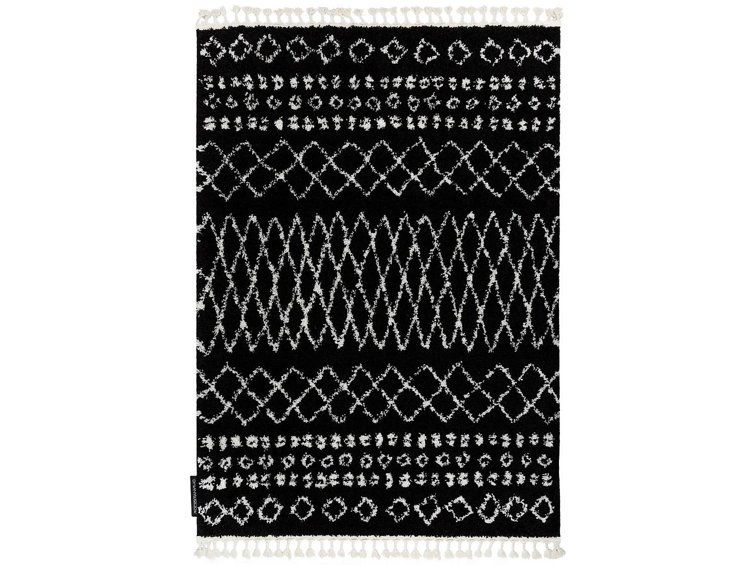 Tapijt BERBER ETHNIC G3802 zwart / witrand , Barber , marokkaanse shag 200x290 cm