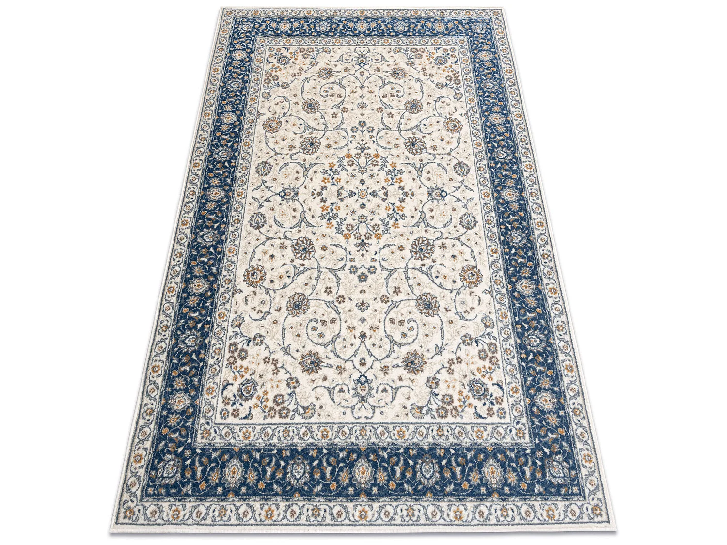Tapijt NAIN Frame ornament 7179/51913 beige / marineblauw 240x340 cm