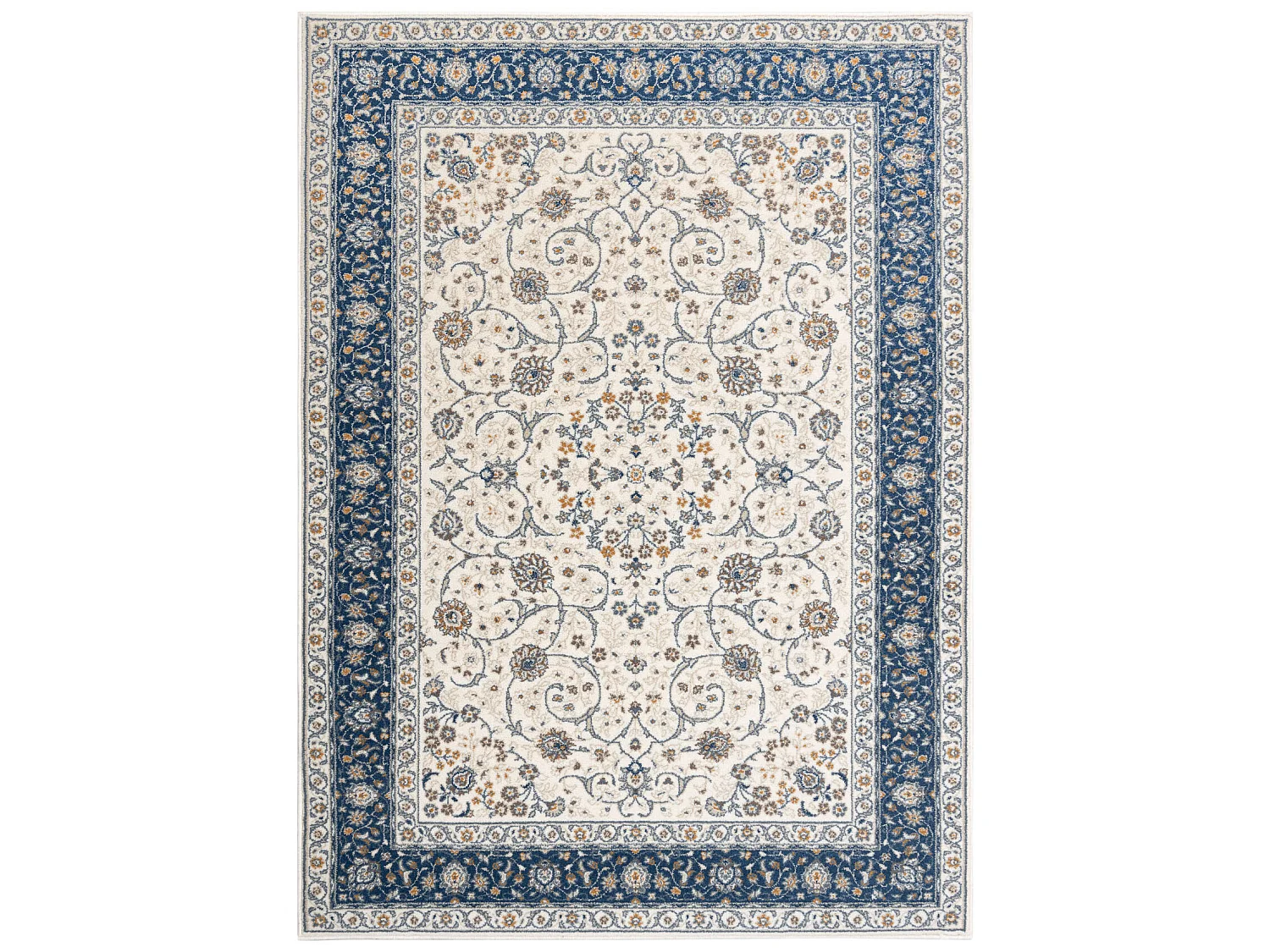 Tapijt NAIN Frame ornament 7179/51913 beige / marineblauw 240x340 cm