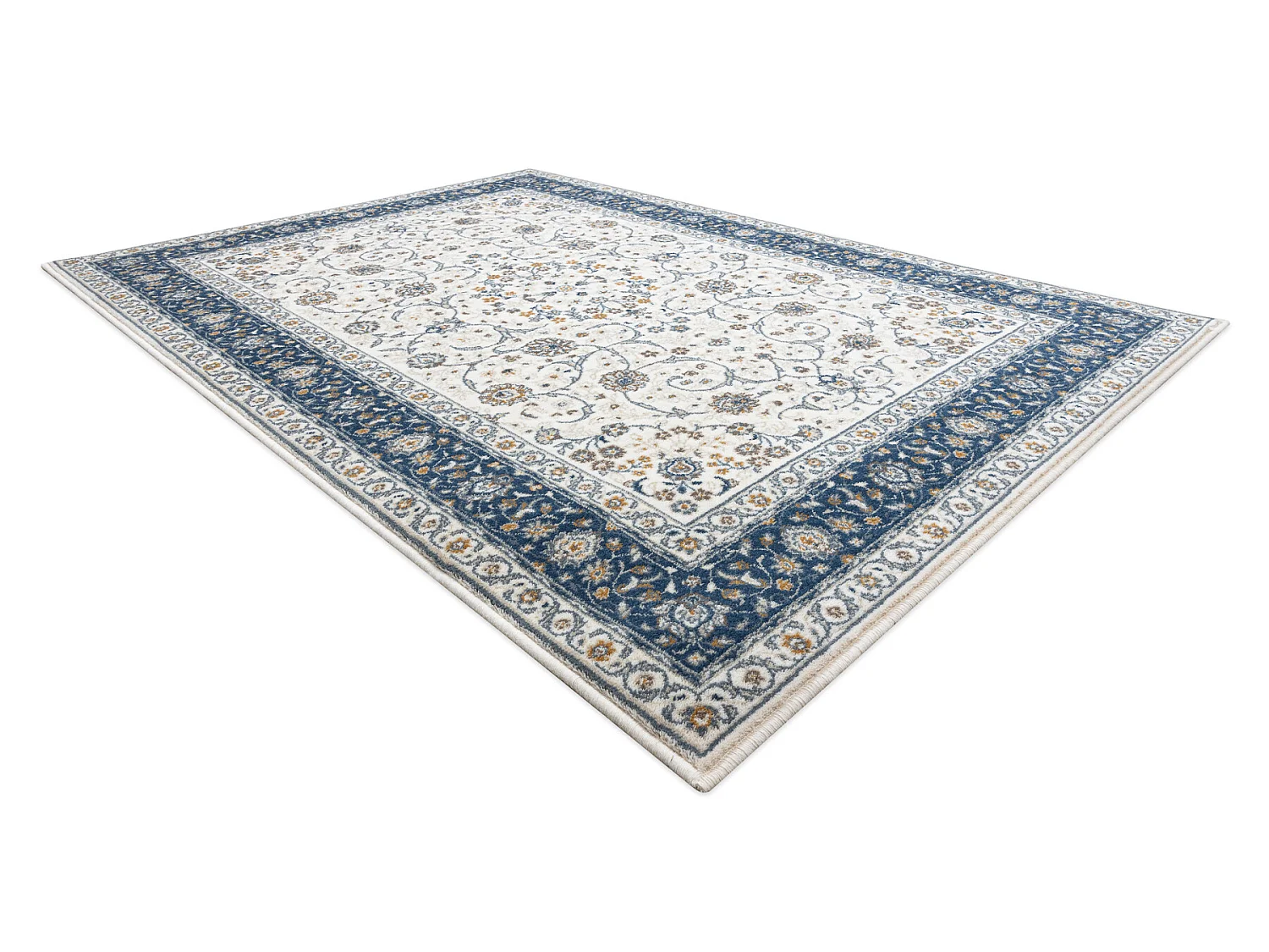 Tapijt NAIN Frame ornament 7179/51913 beige / marineblauw 240x340 cm