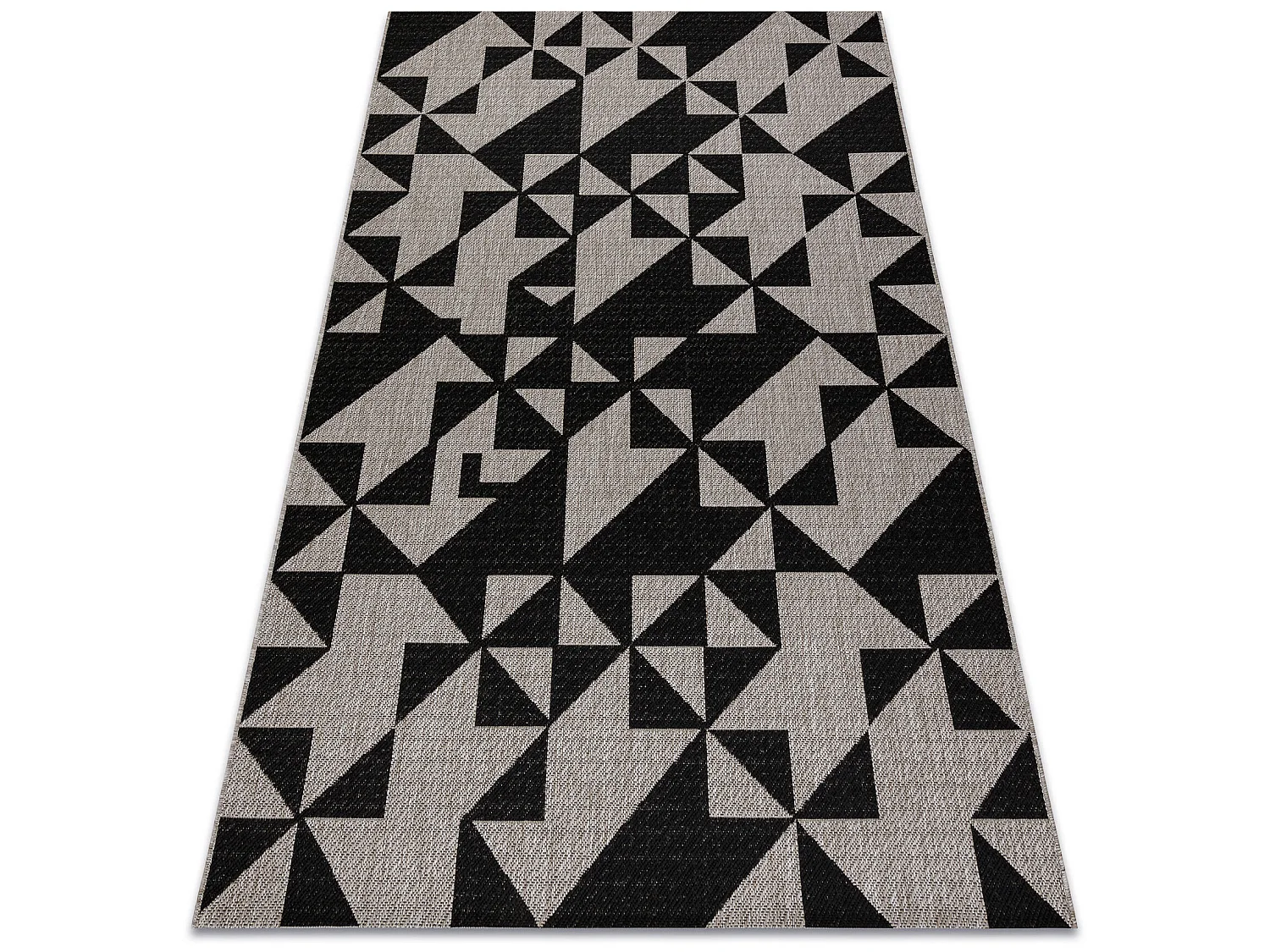 Sisal tapijt SISAL FLOORLUX 20489 zilver / ZWART Driehoek 200x290 cm