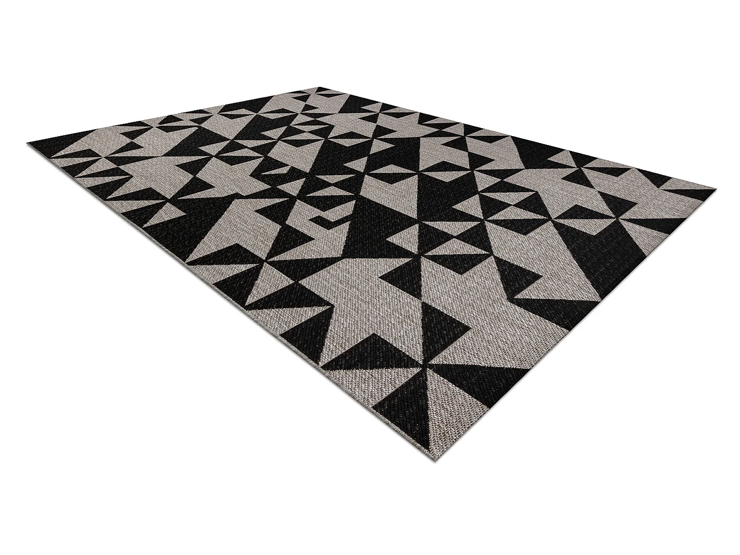 Sisal tapijt SISAL FLOORLUX 20489 zilver / ZWART Driehoek 200x290 cm