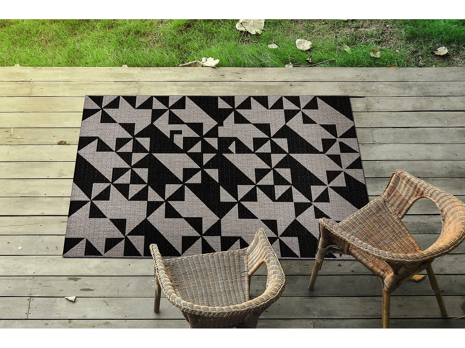 Sisal tapijt SISAL FLOORLUX 20489 zilver / ZWART Driehoek 200x290 cm