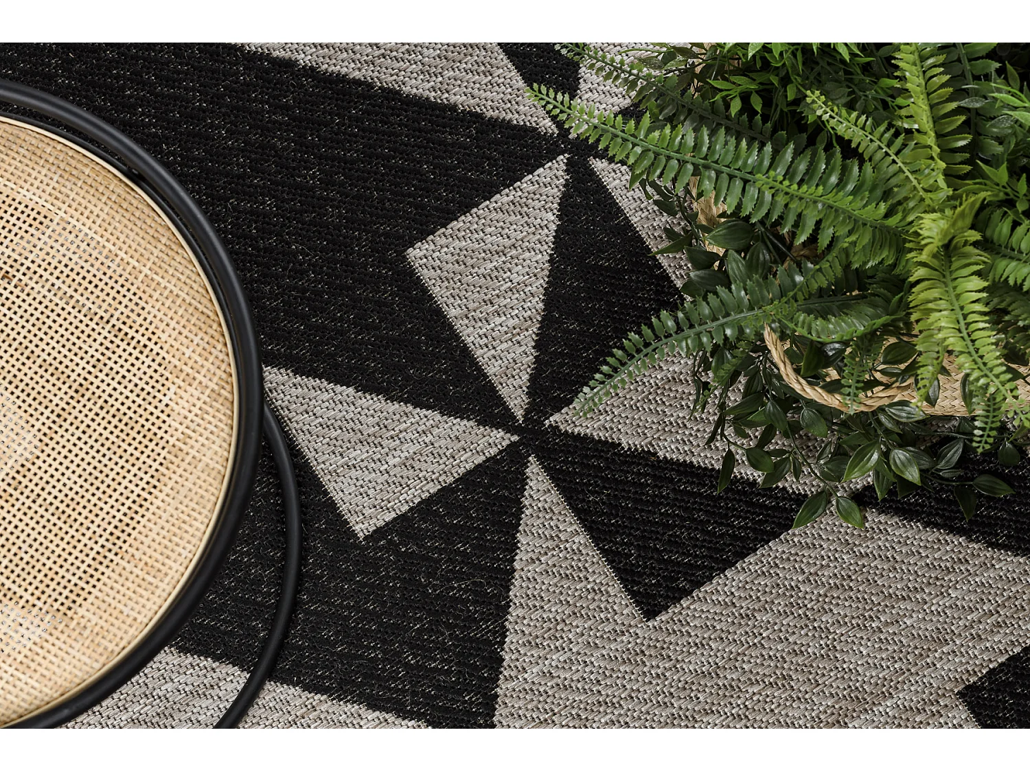 Sisal tapijt SISAL FLOORLUX 20489 zilver / ZWART Driehoek 200x290 cm