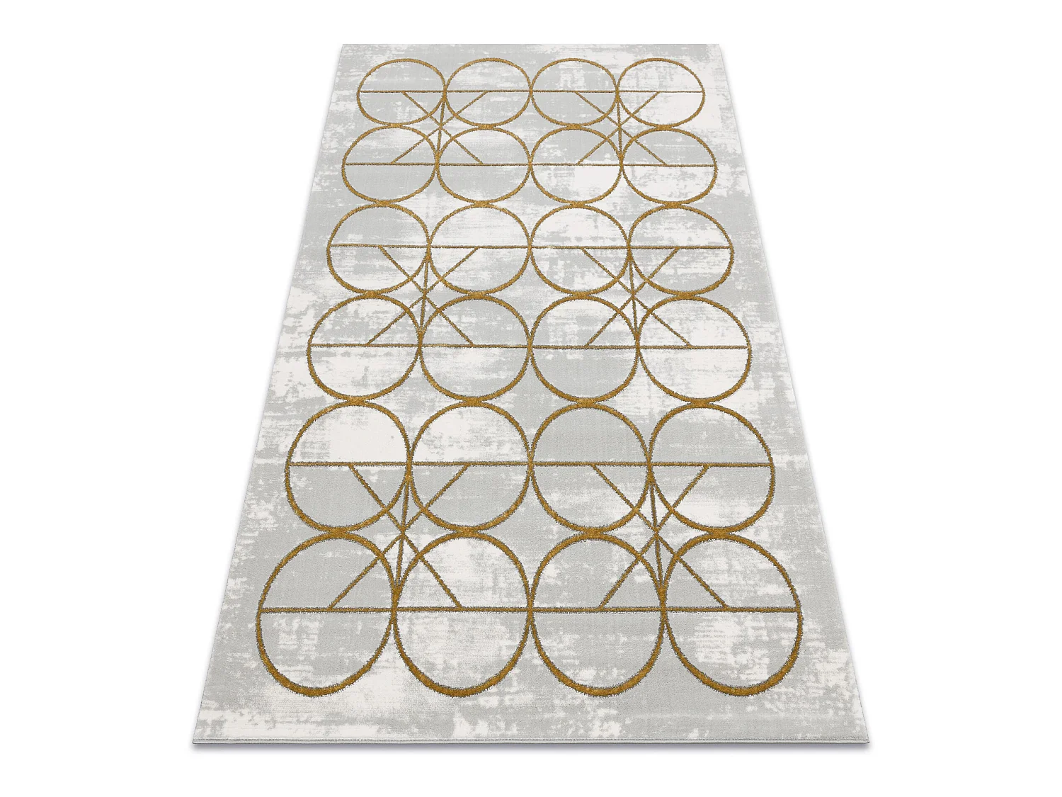Tapis EMERALD exclusif 1010 glamour, élégant cercles crème / or 140x190 cm