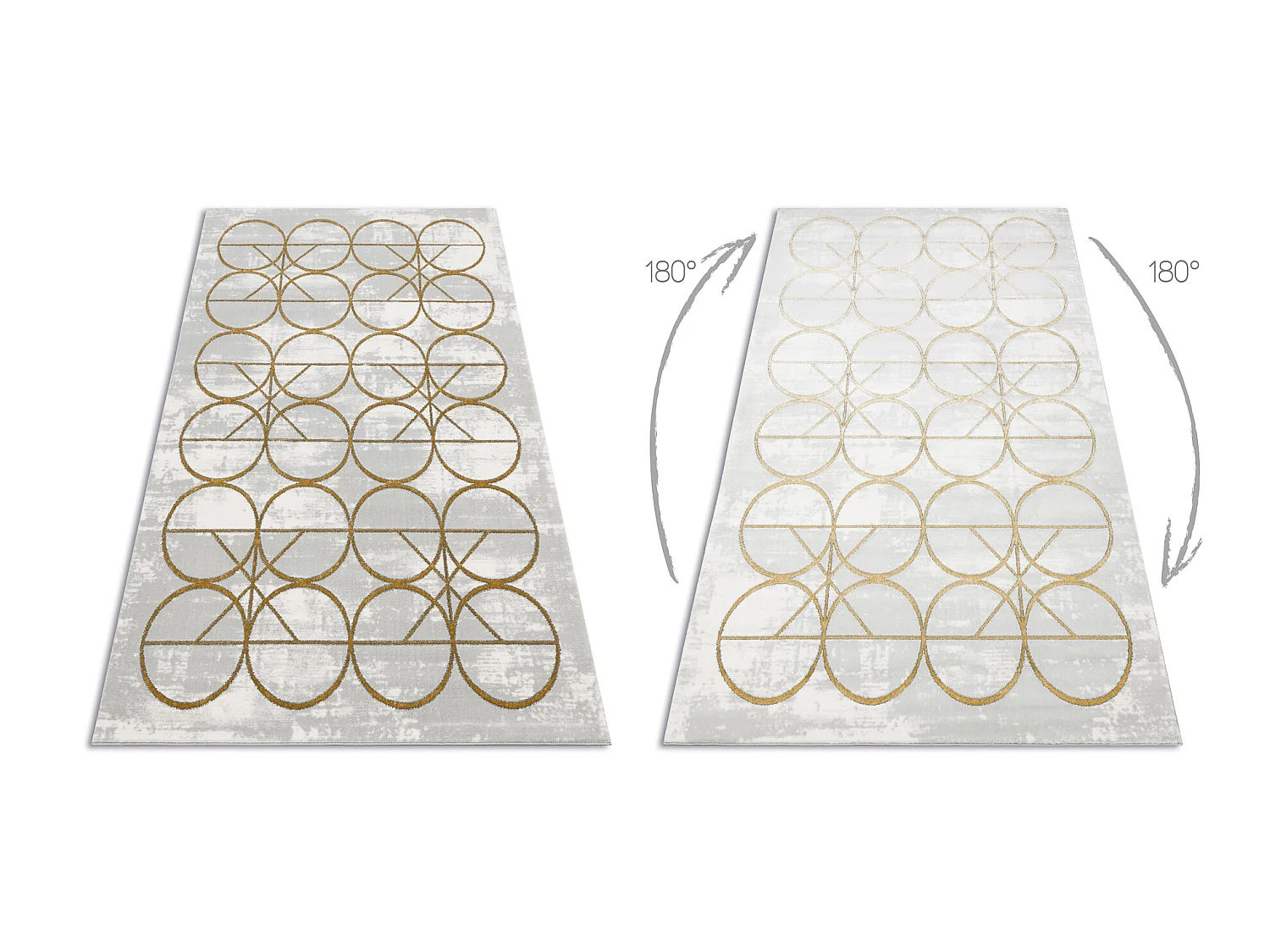 Tapis EMERALD exclusif 1010 glamour, élégant cercles crème / or 140x190 cm