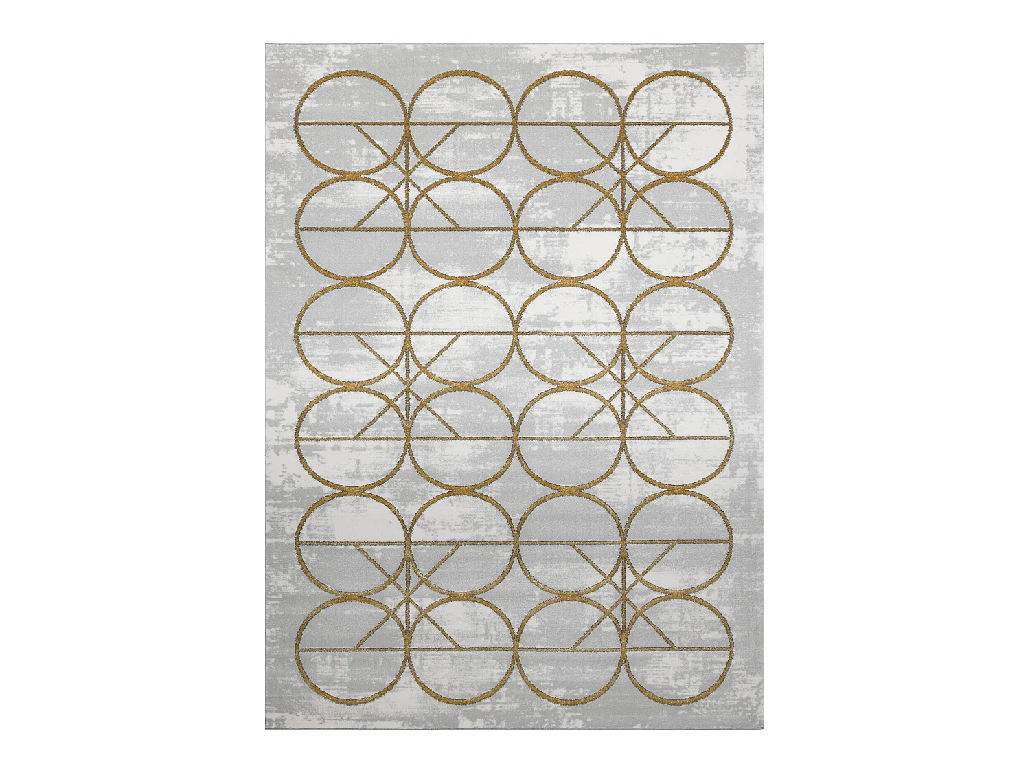 Tapis EMERALD exclusif 1010 glamour, élégant cercles crème / or 140x190 cm