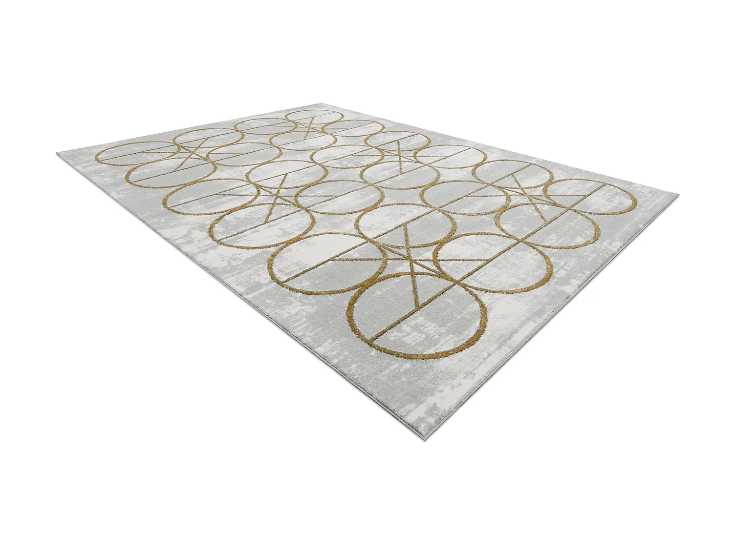 Tapis EMERALD exclusif 1010 glamour, élégant cercles crème / or 140x190 cm