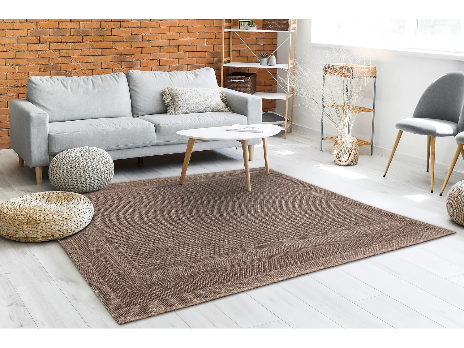 Tapijt HOUSE SISAL 40342 Kader, plat te weven, wol efecte beige  140x190 cm