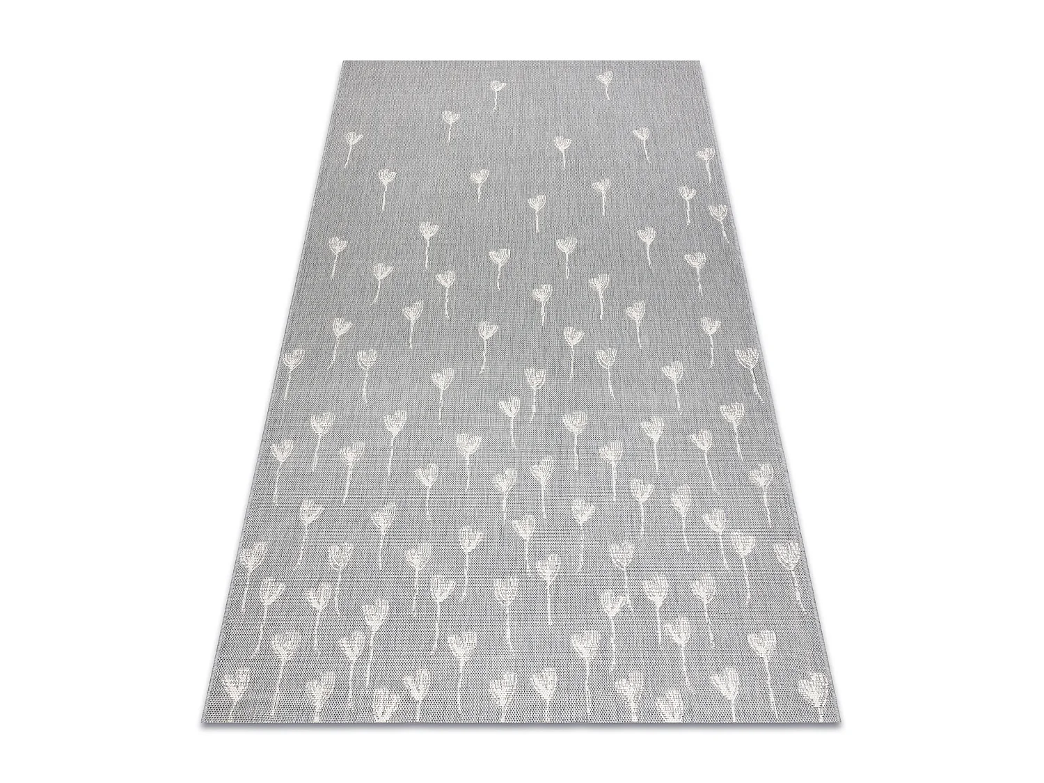 Tapis EN CORDE SIZAL FLAT 48779/637 Fleurettes gris crème  200x290 cm