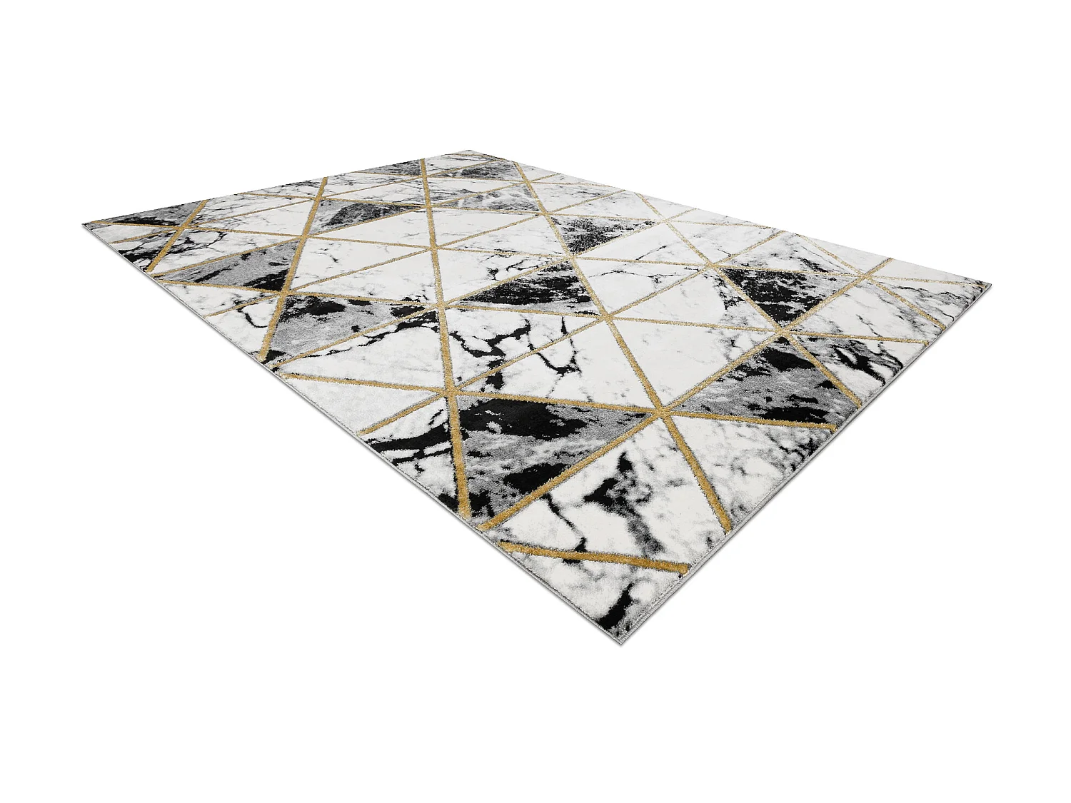 Tapijt EMERALD exclusief 1020 glamour, stijlvol marmer, driehoeken zwa 200x290 cm
