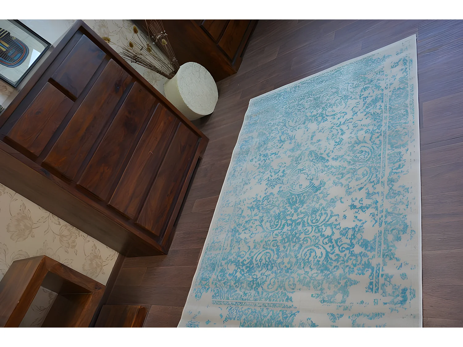 Tapijt Vintage 22208/054 turkoois / crème rosette klassiek  120x170 cm