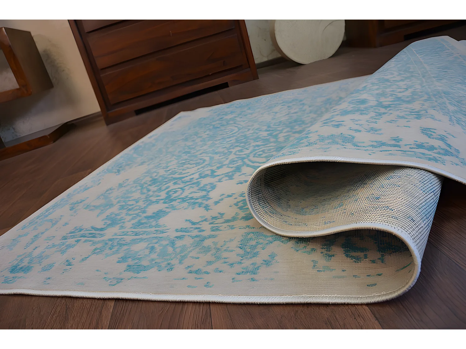 Tapijt Vintage 22208/054 turkoois / crème rosette klassiek  120x170 cm