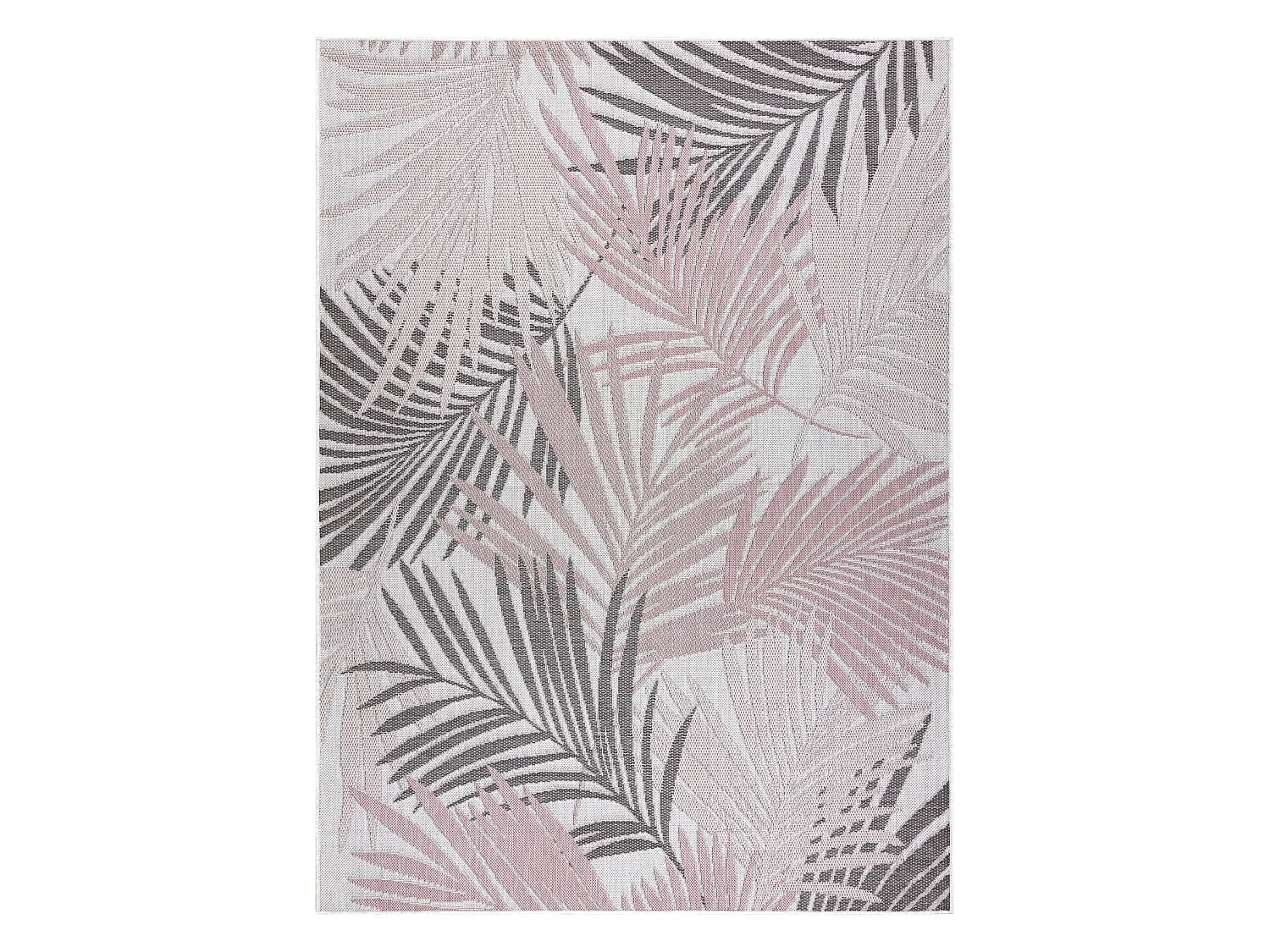 Tapijt SISAL SION Palmblad, tropisch 2837 Plat geweven ecru / roze 140x190 cm