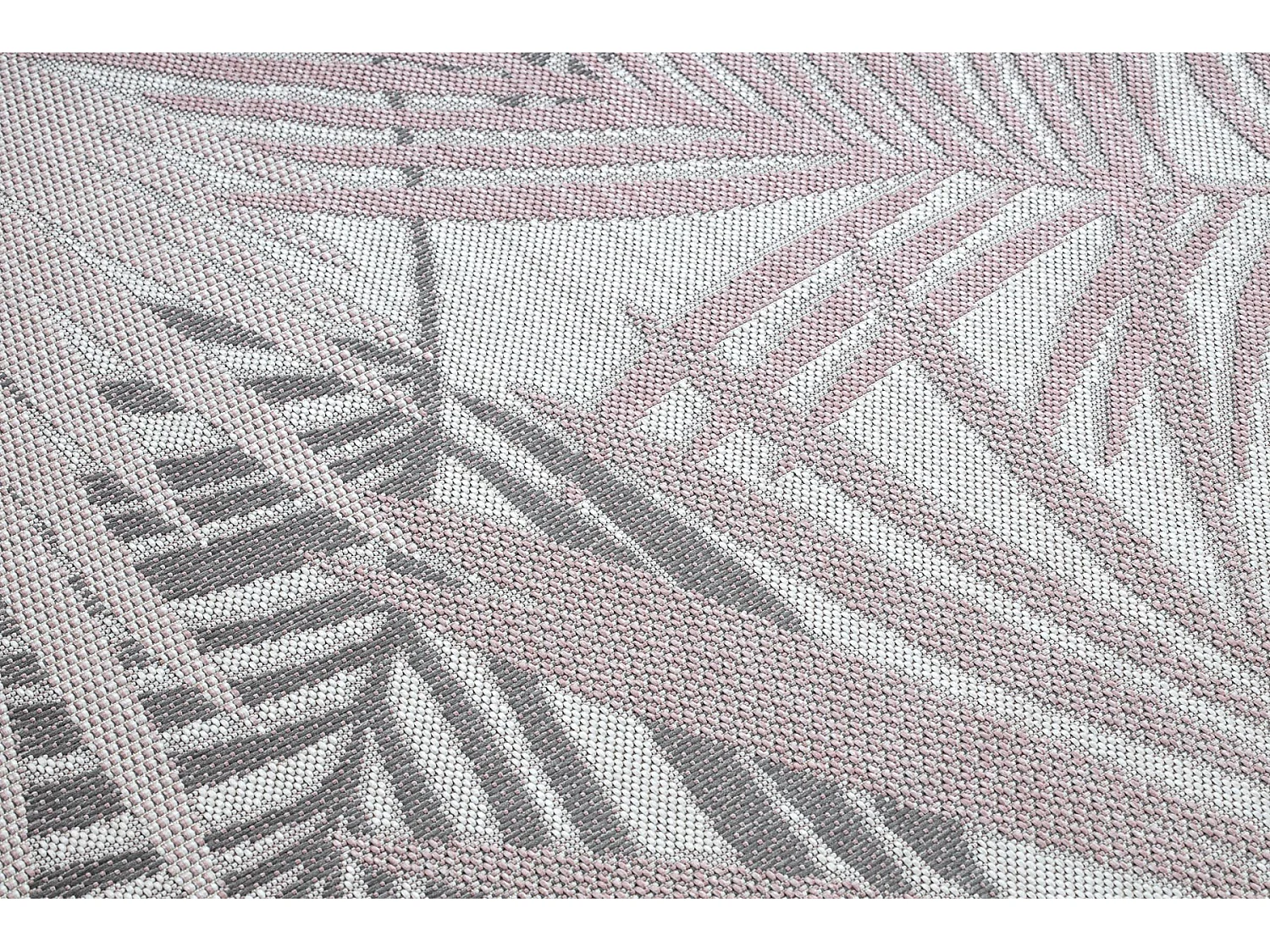 Tapijt SISAL SION Palmblad, tropisch 2837 Plat geweven ecru / roze 140x190 cm