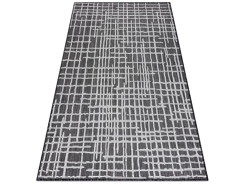 Tapis SIZAL SION Trellis, Lignes 22144 tissé à plat noir / ecru 200x290 cm