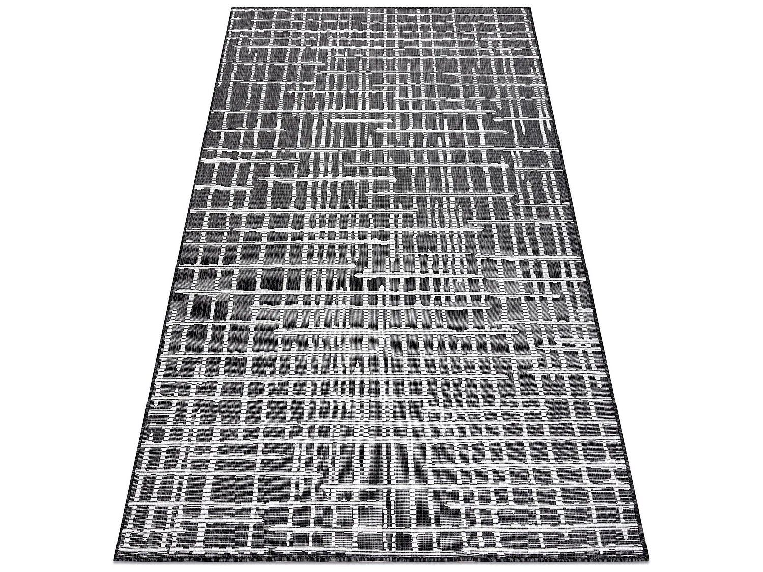 Tapis SIZAL SION Trellis, Lignes 22144 tissé à plat noir / ecru 200x290 cm