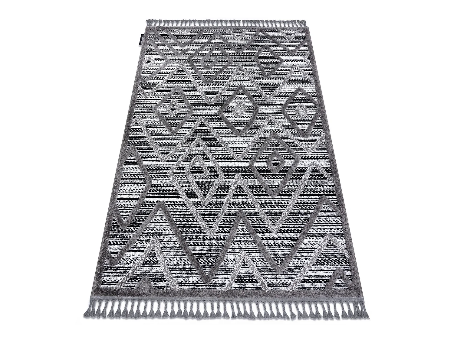 Tapijt MAROC P657 Ruit Zigzag, etno zwart / grijskleuringrand , Barber 140x190 cm