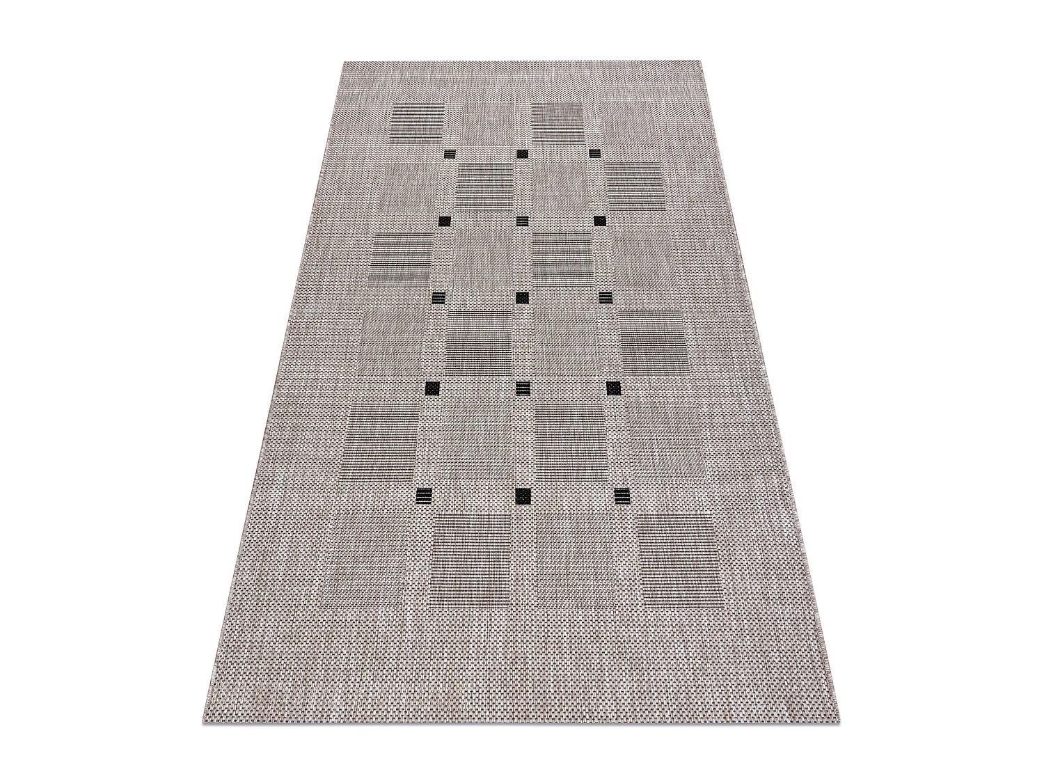 TAPIS EN CORDE SIZAL FLOORLUX 20079 Carrés argentin / noir 60x110 cm