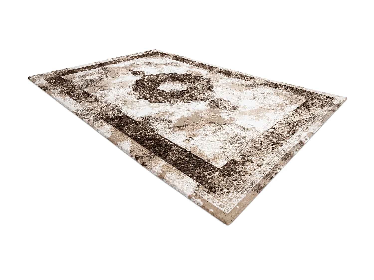 Dywan AKRYL VALENCIA 9987 ORNAMENT, RAMKA, przecierany, vintage beż 80x150 cm