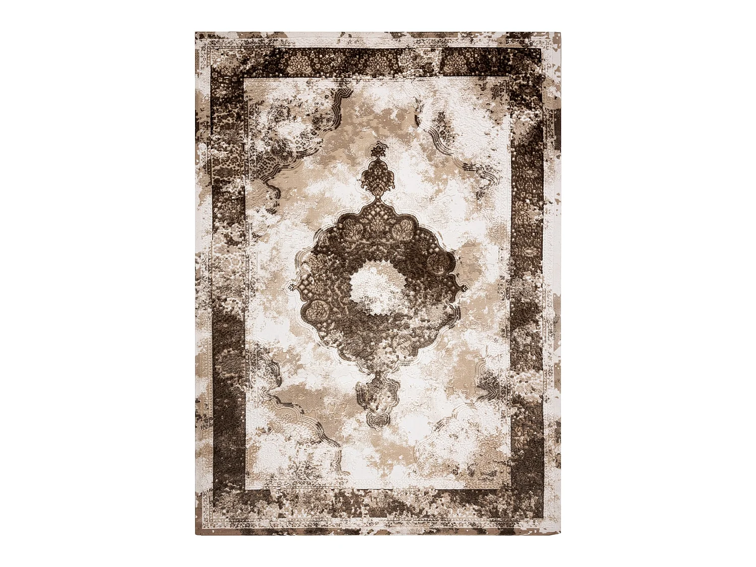 Dywan AKRYL VALENCIA 9987 ORNAMENT, RAMKA, przecierany, vintage beż 80x150 cm