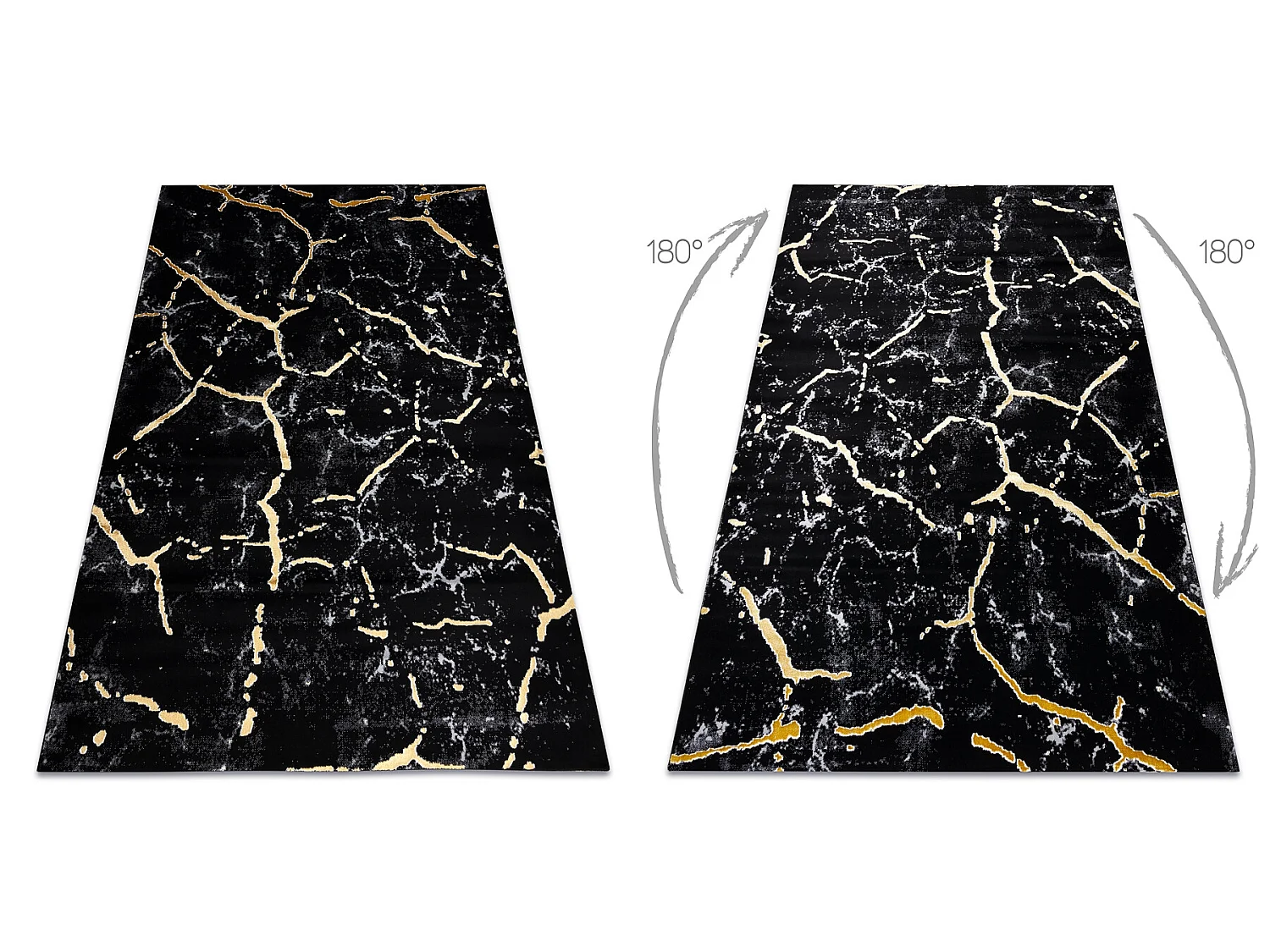 Tapijt GLOSS modern 410A 86 marmeren , steen, stijlvol, glamour zwart  140x190 cm